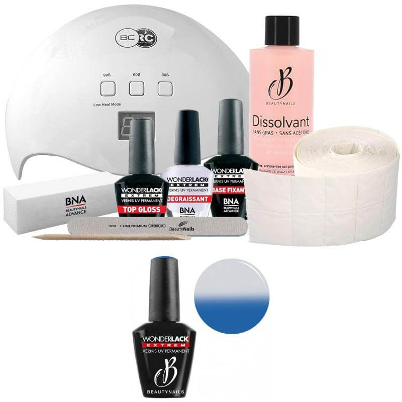 Beauty Nails Pack + lampada da 48 watt Wonderlack Extreme Beautynails Thermo Effect Blu / Bianco 12 ml