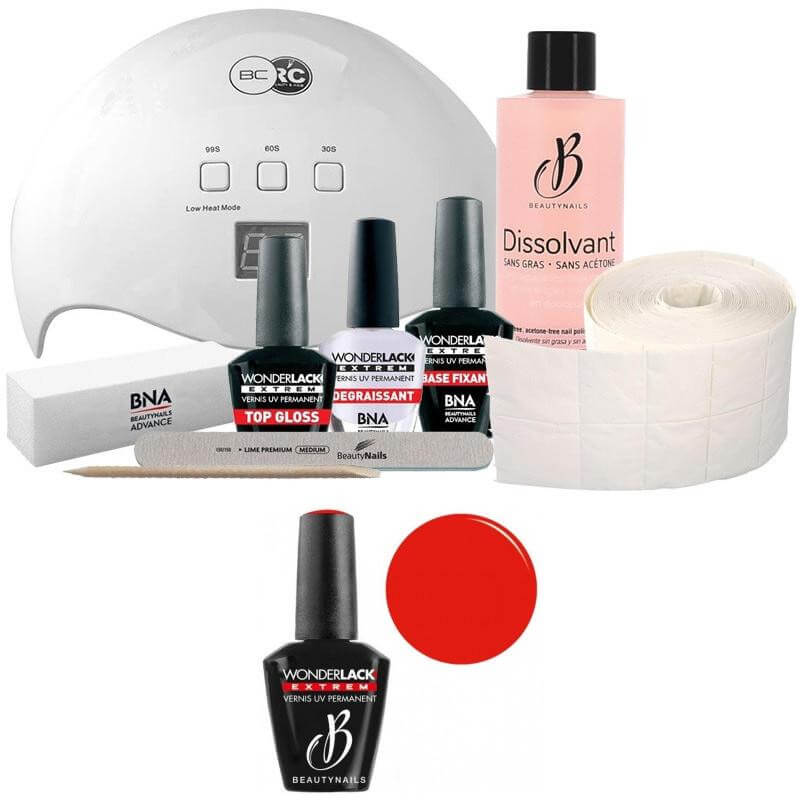 Pack Beauty Nails + 48 Watt Lampe Wonderlack Extreme Beautynails Red Poison WLE169