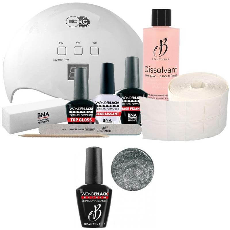 Beauty Nails Pack + 48 Watt Lampe Wonderlack Lack Silber Hell die Nägel 12ML Beauty Nails WLE019-28