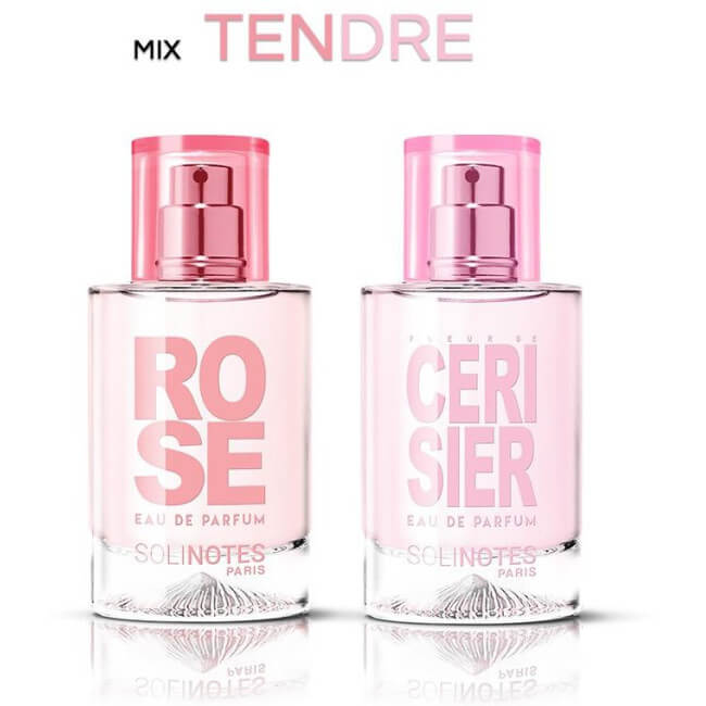Mix van zachtheid: 50 ml eau de parfum Roos en 50 ml eau de parfum Kersenbloesem