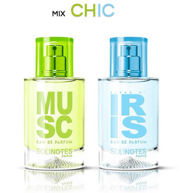 Mix Chic: eau de parfum Musc 50 ml en eau de parfum Iris 50 ml.