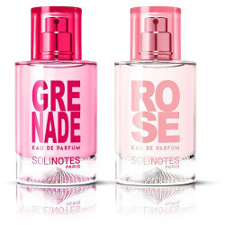 Mix Divino: água de perfume de Romã 50ml e água de perfume de Rosa 50ml.
