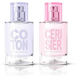 Mix Pureza: água de perfume Algodão 50ml e água de perfume Cerejeira 50ml.