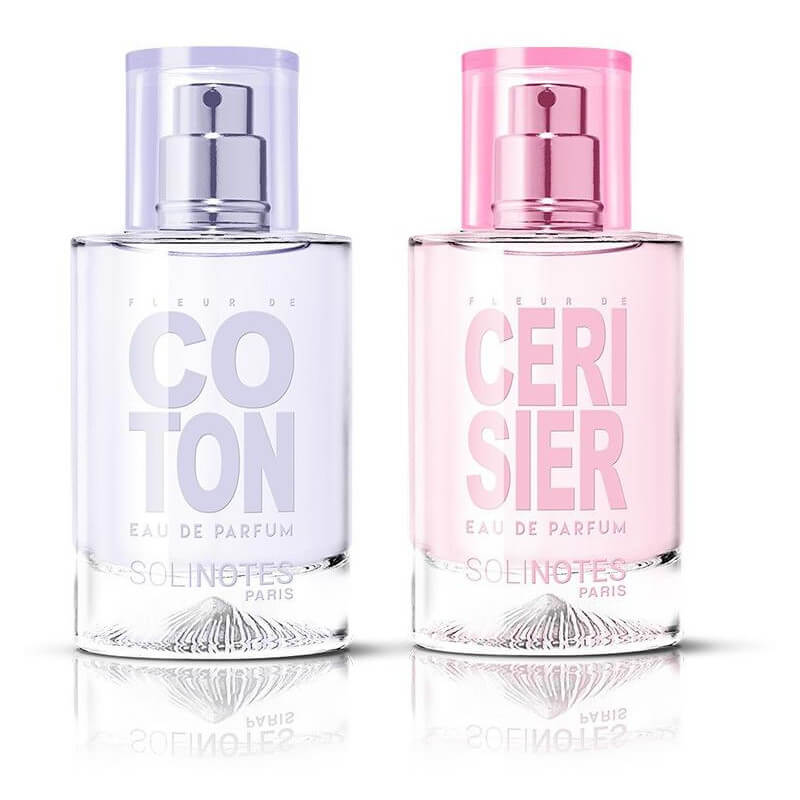 Mix Pureté: katoenbloesem eau de parfum 50 ml en kersenbloesem eau de parfum 50 ml.