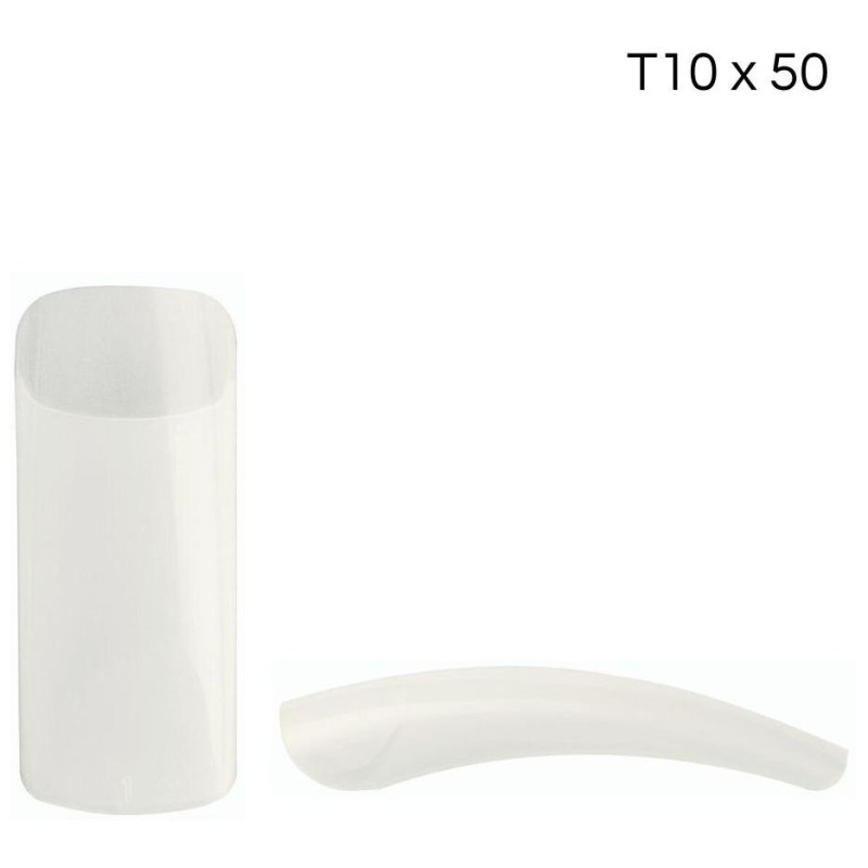 Natural square nail tips with long band T10 x50 pcs