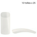 Boîte 250 Tips naturels carrés à bande longue 10 tailles X 25 pcs