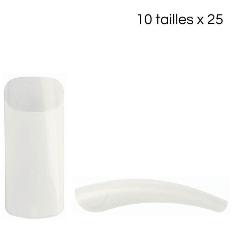 Natuurlijke vierkante nageltips met lange band 10 maten 25 stuks/maat