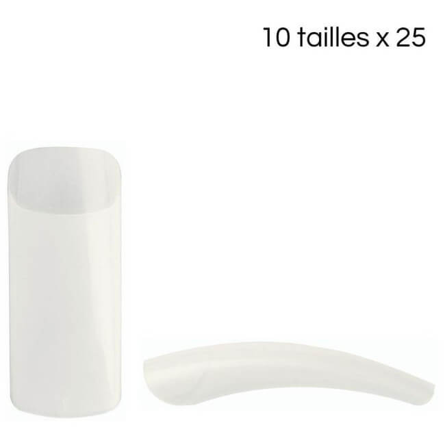 Natuurlijke vierkante nageltips met lange band 10 maten 25 stuks/maat