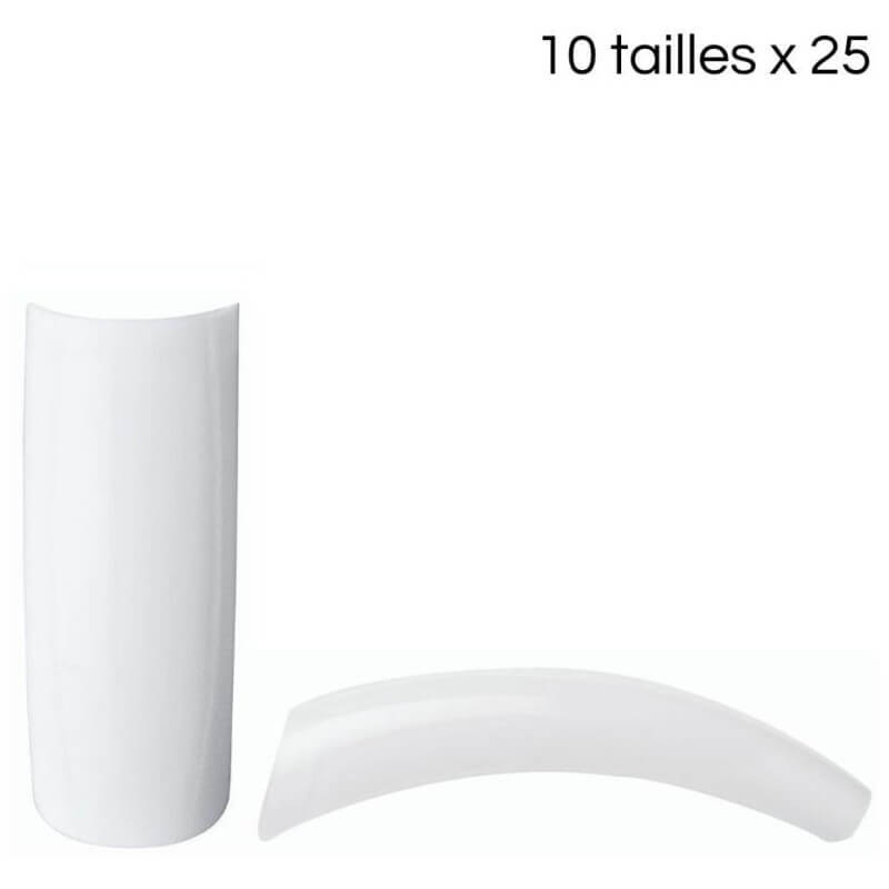 Tips met korte band French ronds, 10 maten, 25 stuks/maat.