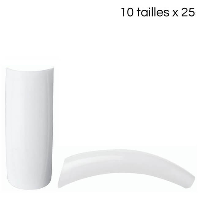 Tips met korte band French ronds, 10 maten, 25 stuks/maat.