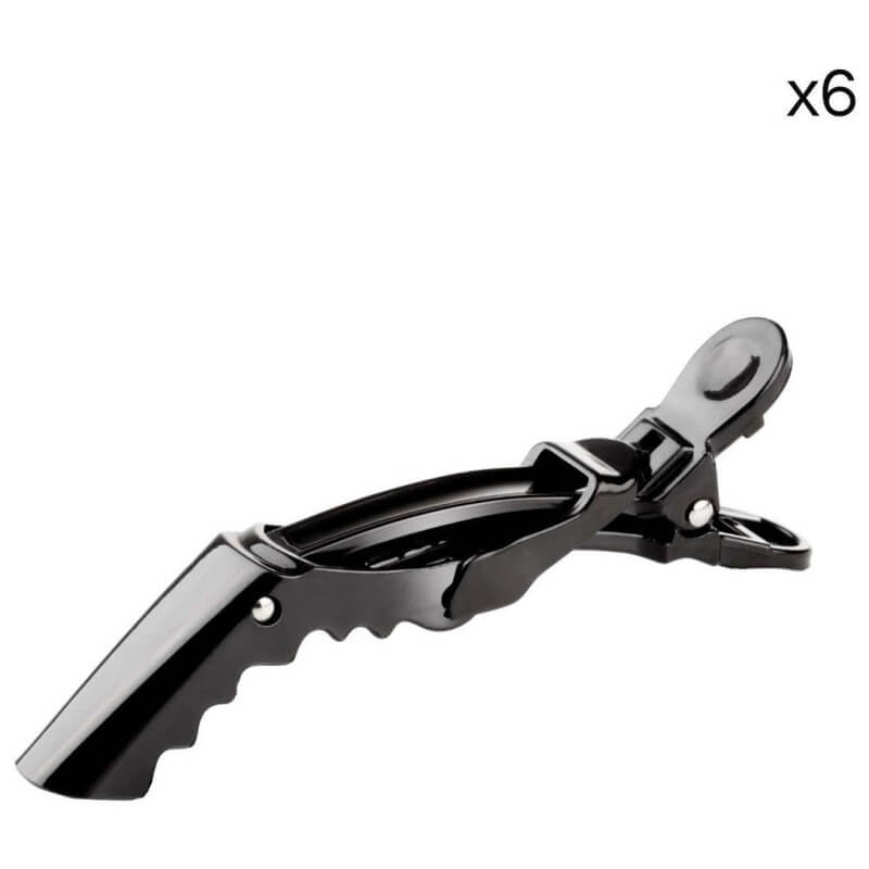 Set van 6 zwarte krokodillenklemmen van 10 cm