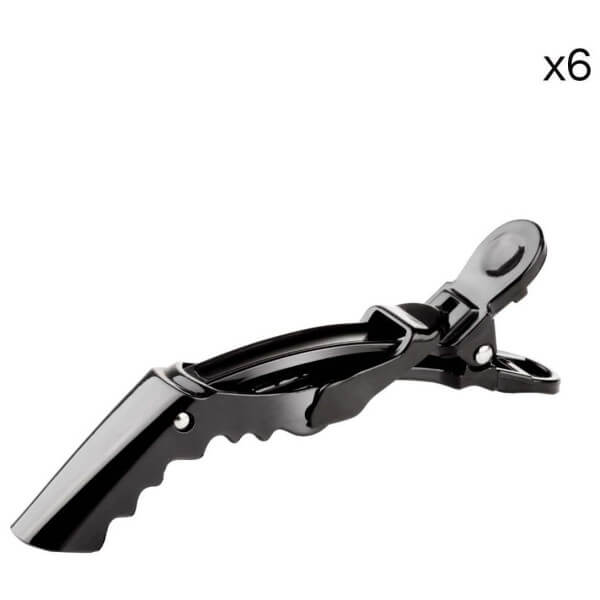 Pack of 6 black 10cm crocodile clips