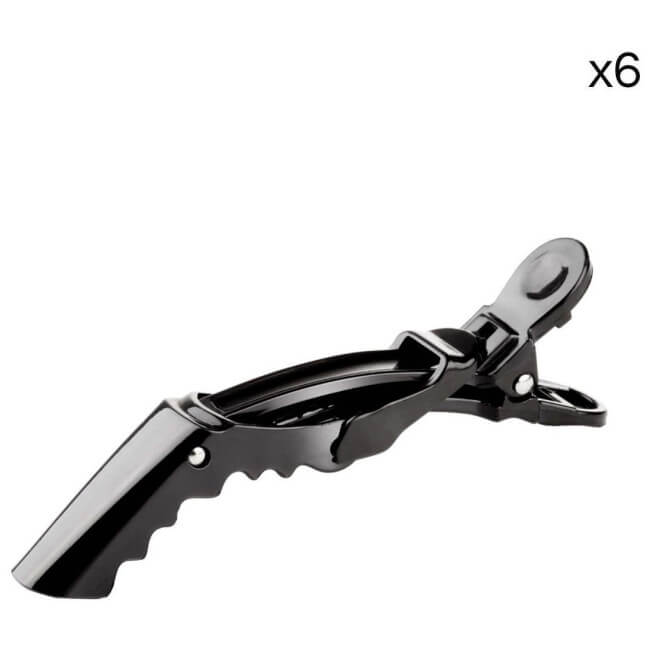 Set van 6 zwarte krokodillenklemmen van 10 cm