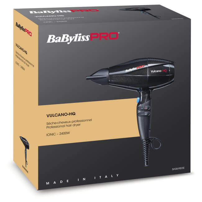 Secador de cabelo iônico Vulcano HQ preto 2200W Babyliss Pro