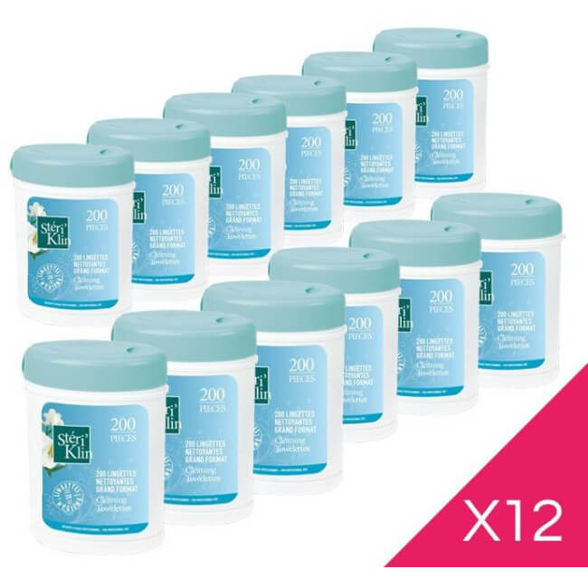 12 dozen met 200 desinfecterende doekjes van Steriklin.