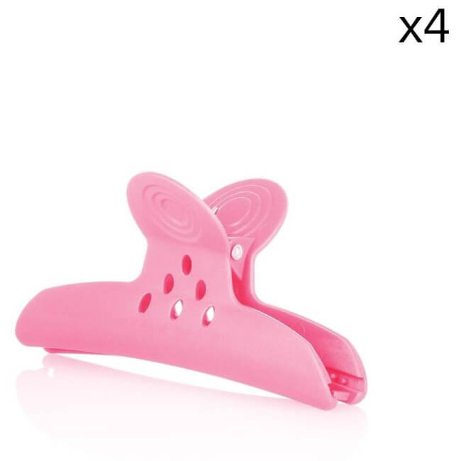 Pinças para cabelo largas cor-de-rosa x4 unidades