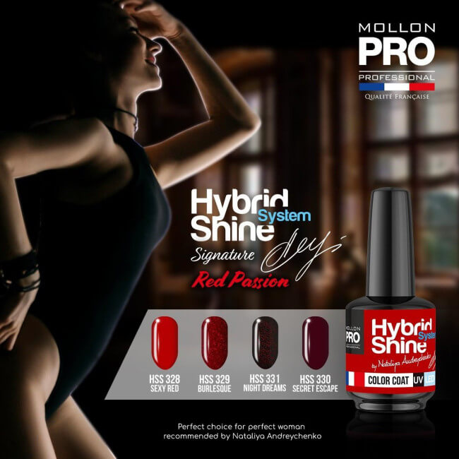 Mini smalto semipermanente Hybrid Shine n°328 Sexy Red Mollon Pro 8ML