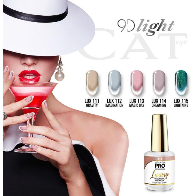 Luxury semi-permanent nail polish n°113 Magic Day Magnetic 9D Light Mollon Pro 8ML