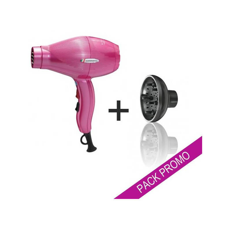 Secador de cabello Gammapiu ETC en rosa + difusor