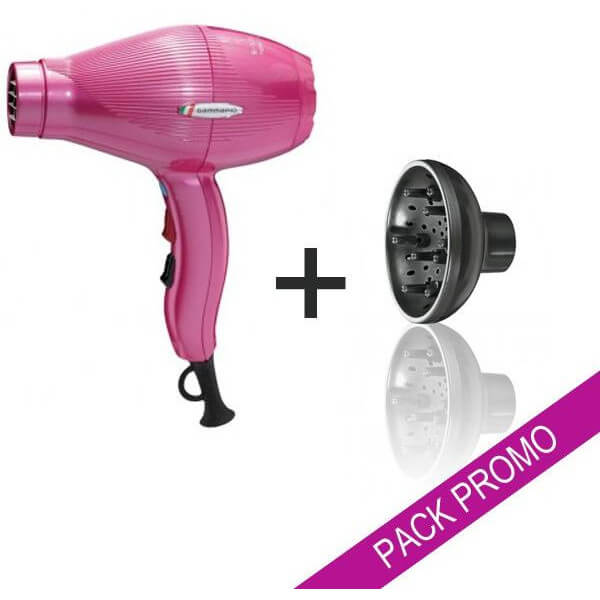 Pack Sèche cheveux Gammapiu ETC Rose + Diffuseur