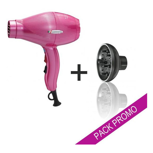 Secador de cabello Gammapiu ETC en rosa + difusor