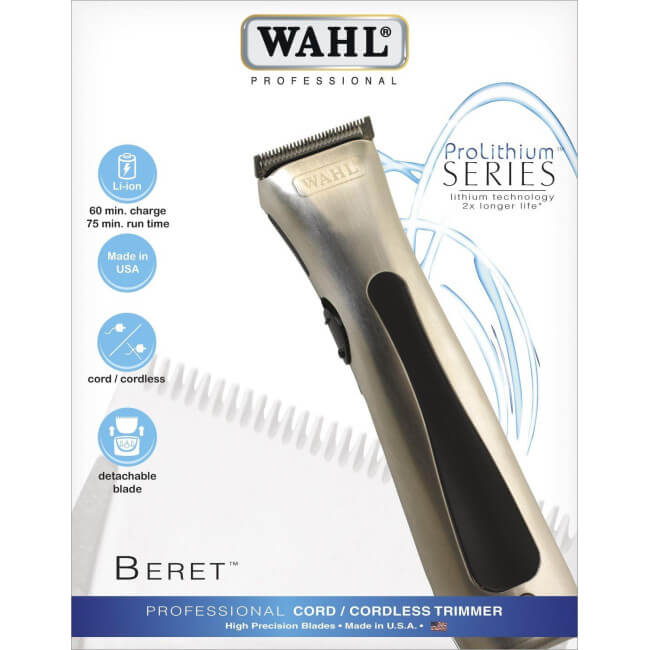 Wahl Beret Lithium trimmer met geborsteld roestvrij staal.