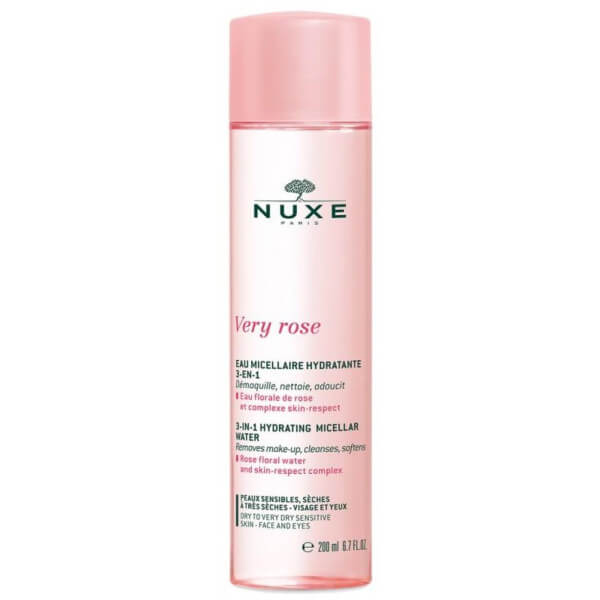 Agua micelar hidratante 3 en 1 para pieles secas Very Rose Nuxe 200ML