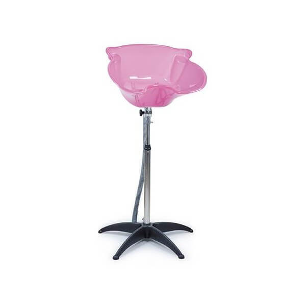 Fregadero portátil rosa con soporte