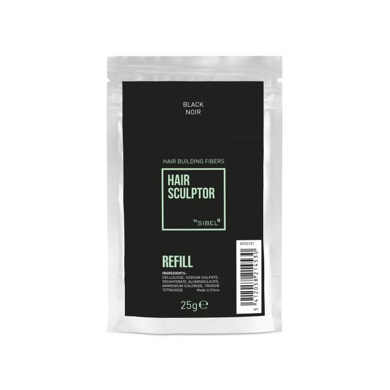 Recarga de fibra Hair Sculptor preta Sibel 25g