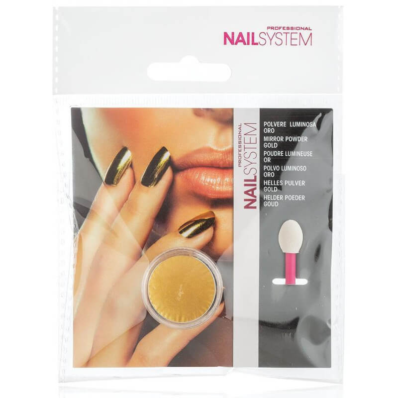 Goldener leuchtender Nagelkunst-Puder