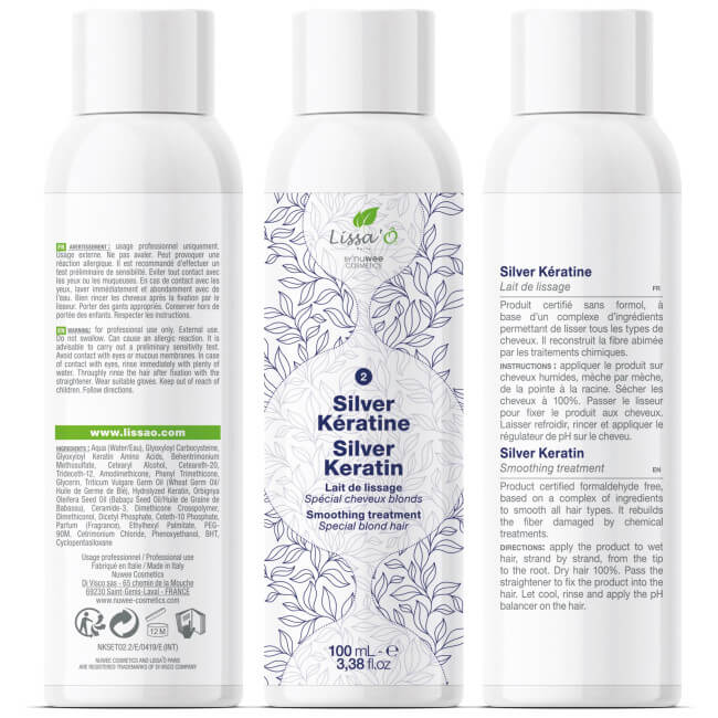 Set voor het gladmaken van het haar SILVER LISSA'O 3x100ML.