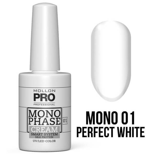 Vernis Monophase n°01 Perfect White 5-in-1 uv/led Mollon Pro 10ML Vernis Monophase n°01 Perfect White 5-in-1 uv/led Mollon Pro 10ML