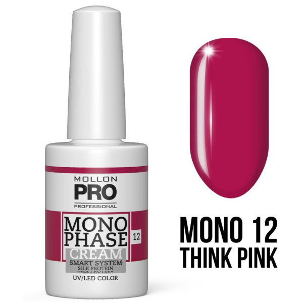 Vernis Monophase Nr. 12 Think Pink 5-in-1 Nr. 10 UV/LED Mollon Pro 10ML