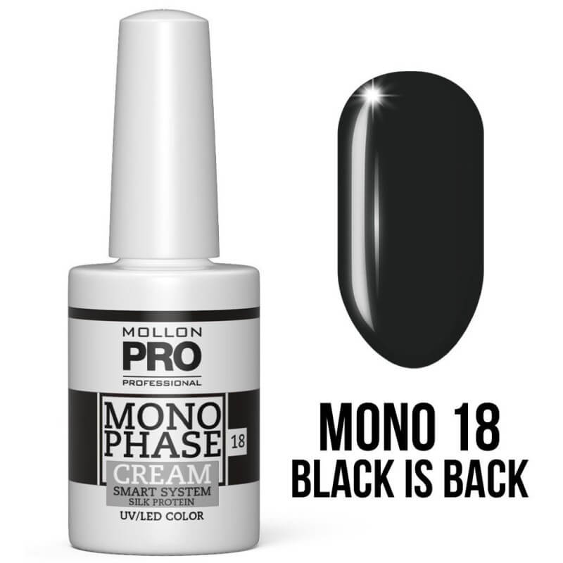 Vernis Monophase n°18 Black is Back 5-en-1 n°10 uv/led Mollon Pro 10ML