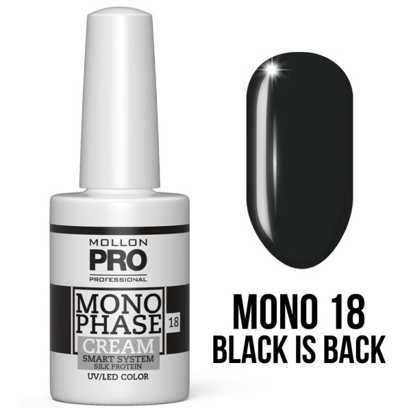 One-step nail polish no.18 Black is Back 5-in-1 no.10 uv/led Mollon Pro 10ML