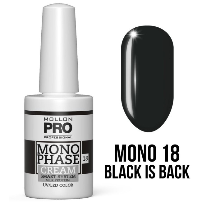 Vernis Monophase n°18 Black is Back 5-en-1 n°10 uv/led Mollon Pro 10ML 