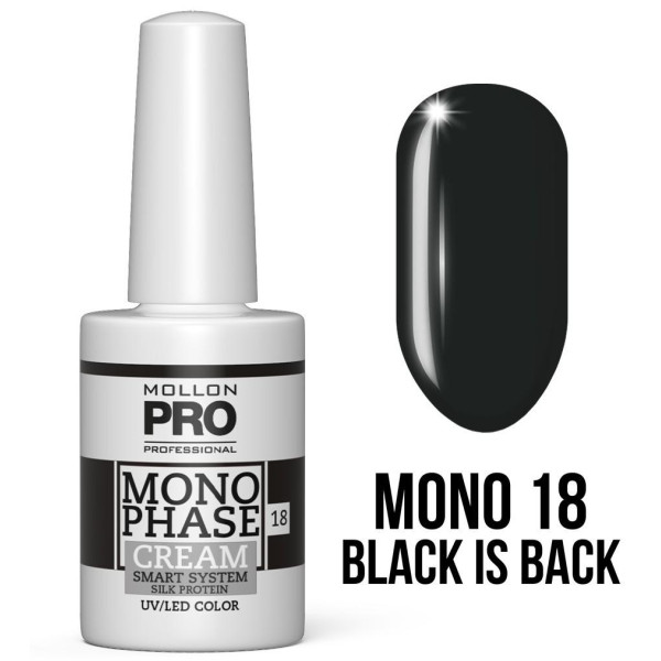 Vernis Monophase n°18 Black is Back 5-en-1 n°10 uv/led Mollon Pro 10ML Vernis Monophase n°18 Black is Back 5-en-1 n°10 uv/led Mollon Pro 10ML
