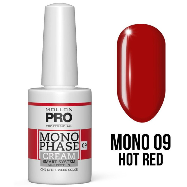 Vernice Monofase n°9 Hot Red 5-in-1 n°09 uv/led Mollon Pro 10ML