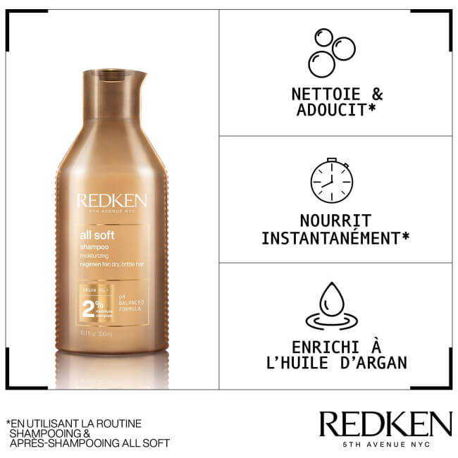 Champú hidratante para cabello seco All Soft Redken 300ML