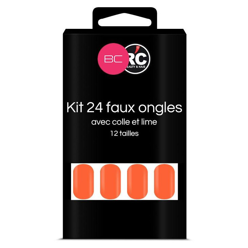Boîte de 24 tips faux-ongles Vermillion Orange Beauty Coiffure