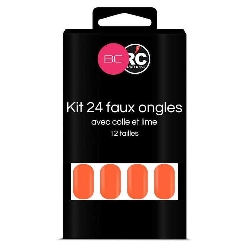 Caixa com 24 pontas de unhas falsas Vermelho Laranja Beauty Coiffure