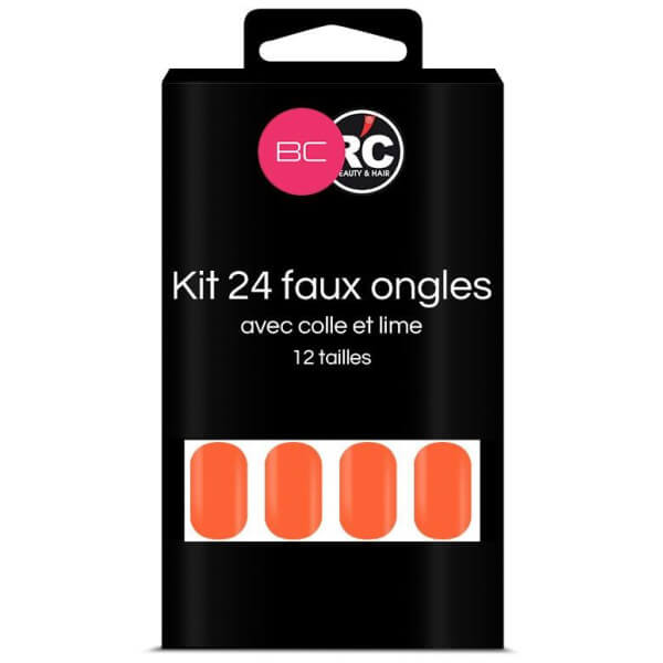 Caja de 24 puntas de uñas postizas Vermillion Orange Beauty Coiffure