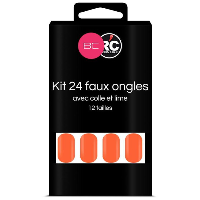 Boîte de 24 tips faux-ongles Vermillion Orange Beauty Coiffure
