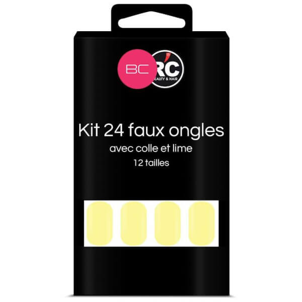 Caixa de 24 pontas de unhas postiças Elfin Yellow Beauty Coiffure Caixa de 24 pontas de unhas postiças Elfin Yellow Beauty Coiffure
