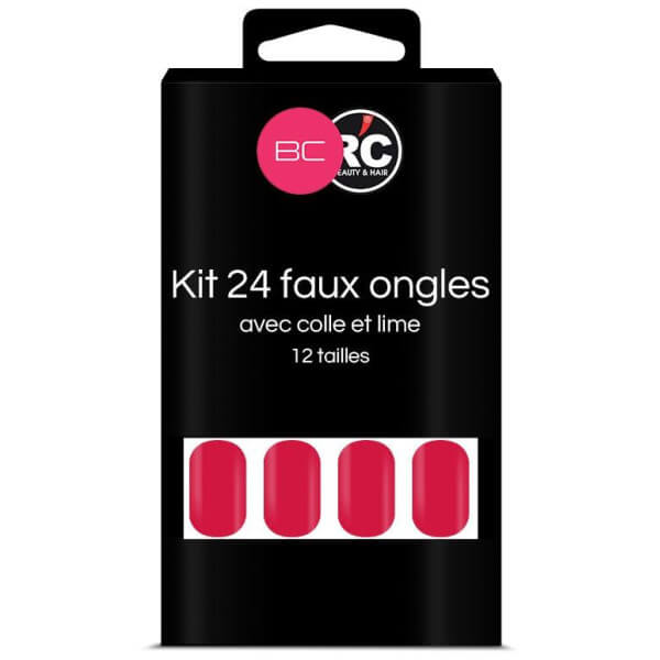 Caixa com 24 dicas de unhas falsas Raspberry Beauty Coiffure Caixa com 24 dicas de unhas falsas Raspberry Beauty Coiffure