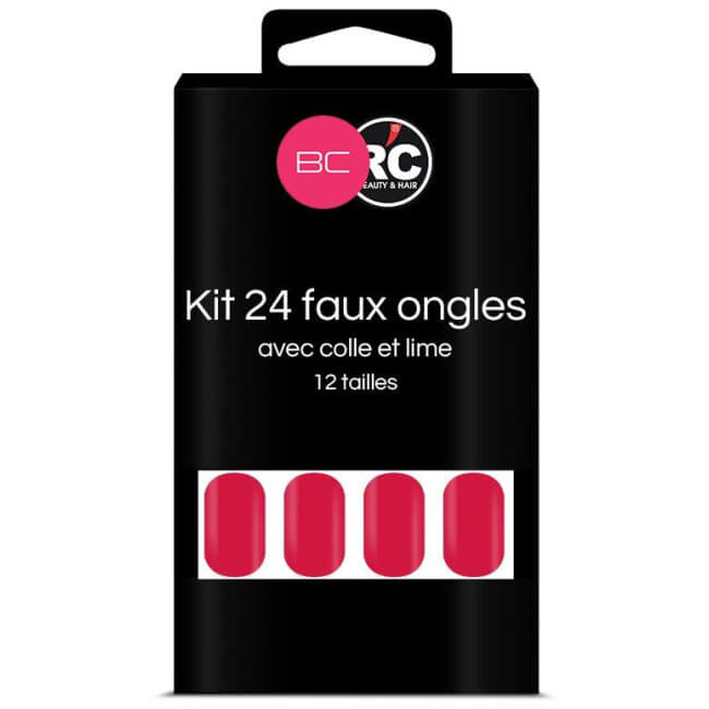 Doos met 24 kunstnageltips Raspberry Beauty Coiffure
