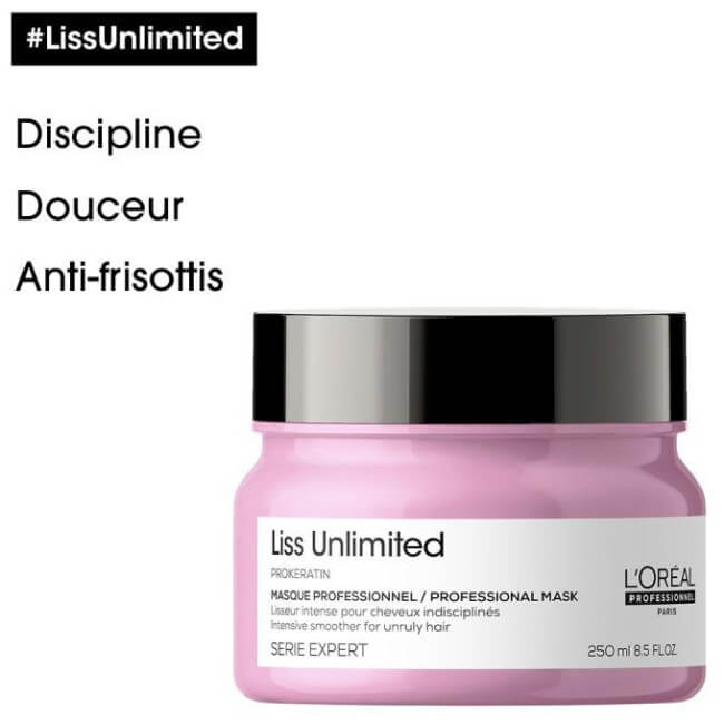 Masque Liss Unlimited L'Oréal Professionnel 250ML

Translated to Spanish:

Mascarilla Liss Unlimited L'Oréal Professionnel 250ML