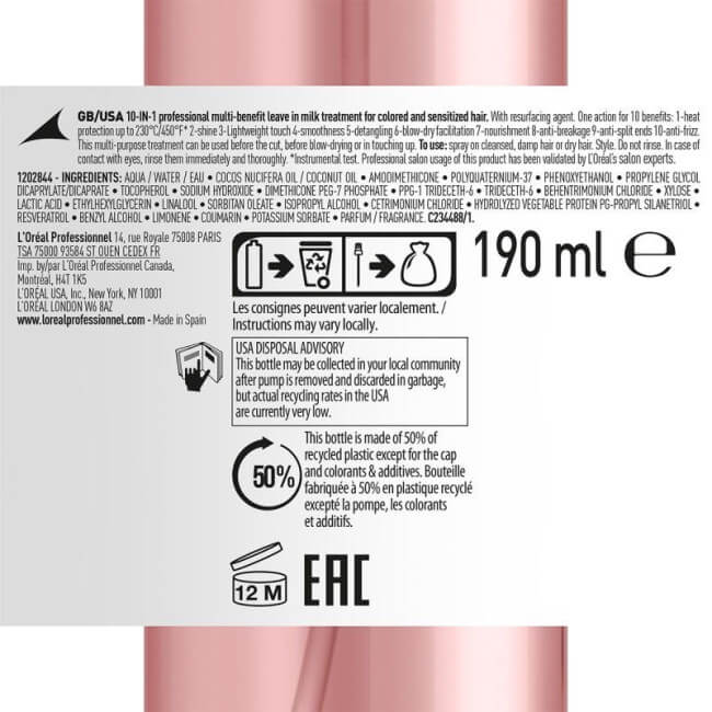 Spray 10 en 1 Vitamino Color de L'Oréal Professionnel 190ML