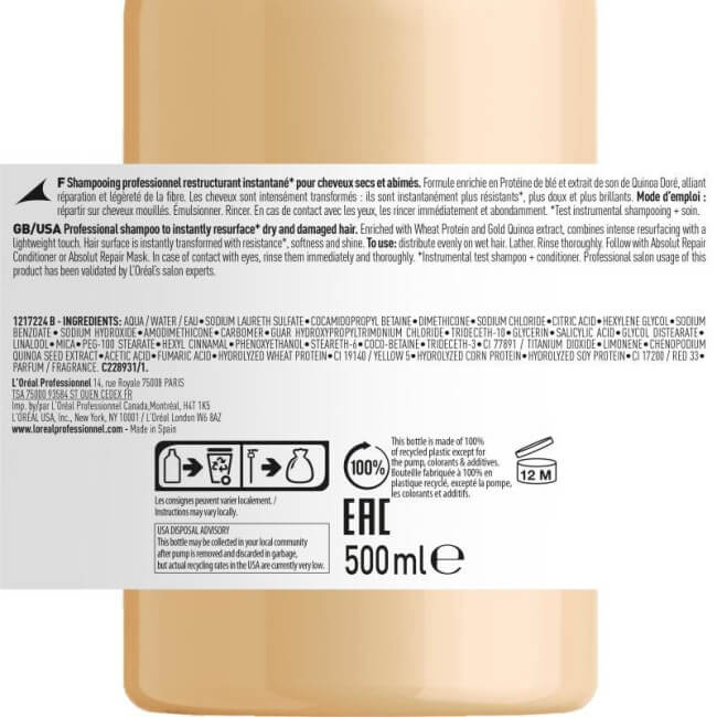 Shampooing Absolut Repair L'Oréal Professionnel 500ML