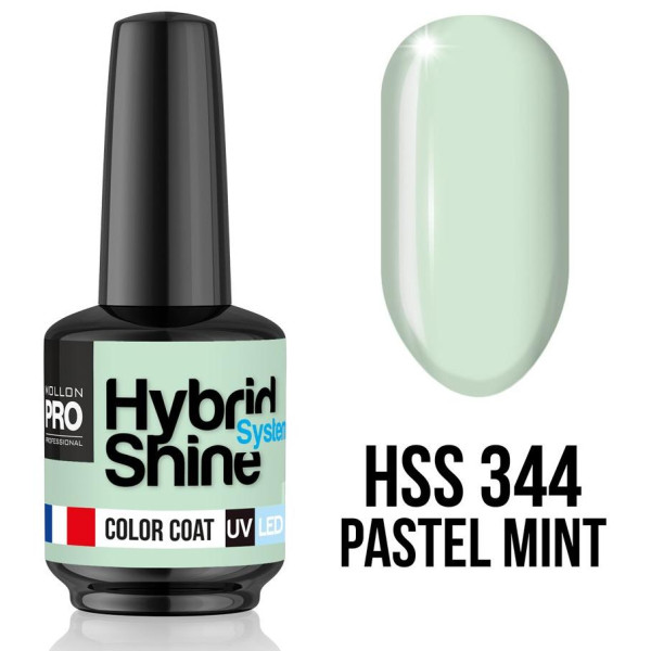 Mini semi-permanent nail polish Hybrid Shine n°344 Pastel Mint Mollon Pro 8ML